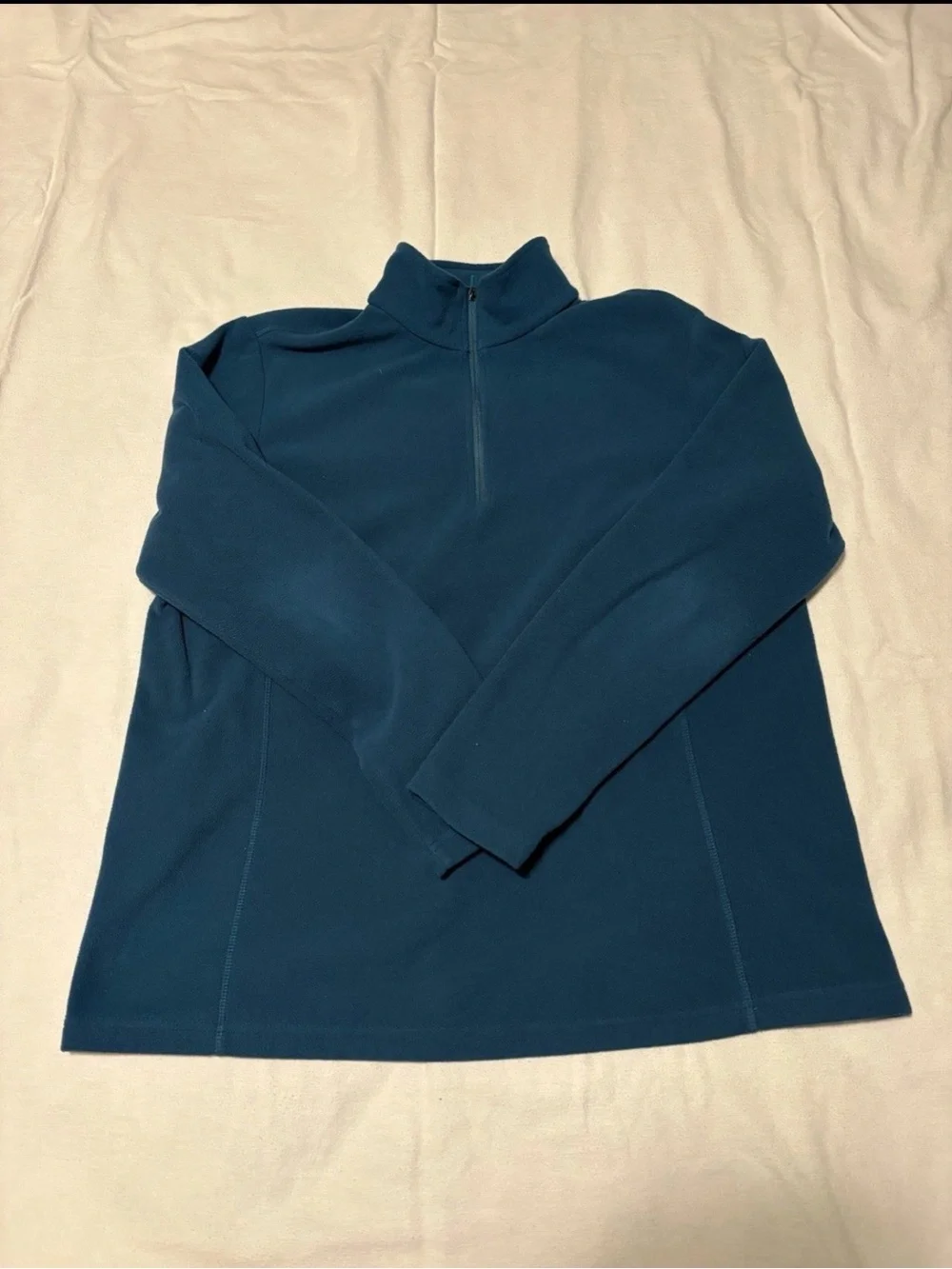 Men's Teal Quarter-Zip Fleece Pullover Sweater Lands End Size Large
